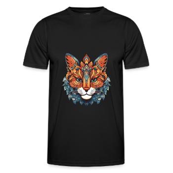 Tête de portrait de chat - T-shirt sport Homme - noir - Devant - AI Model Male 178 dark (178cm)