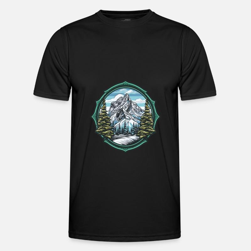 Alpen Ski Berge - Männer Funktions-T-Shirt - Schwarz