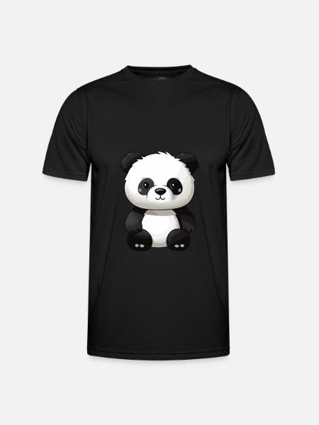 Panda Tier - Männer Funktions-T-Shirt - Schwarz