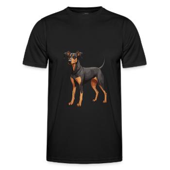 Doberman Hund - Männer Funktions-T-Shirt - Schwarz - Vorne - AI Model Male 178 dark (178cm)