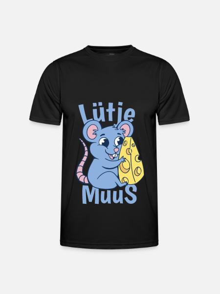 Lütje Muus Plattdeutsch Maus - Men's Functional T-Shirt - black