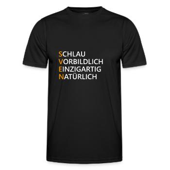 Sven Name Geschenk - Männer Funktions-T-Shirt - Schwarz - Vorne - AI Model Male 178 dark (178cm)