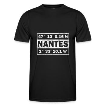 Nantes Coordonnées Ville France Nantes - T-shirt sport Homme - noir - Devant - AI Model Male 178 dark (178cm)