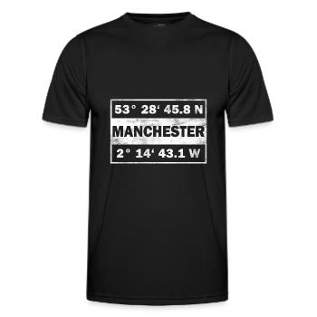 Manchester Koordinaten Stadt England Manchester - Männer Funktions-T-Shirt - Schwarz - Vorne - AI Model Male 178 dark (178cm)