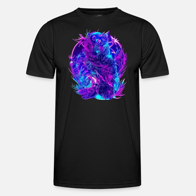 Abstrait Owls Neon Synthwave Art T-shirt sport Homme