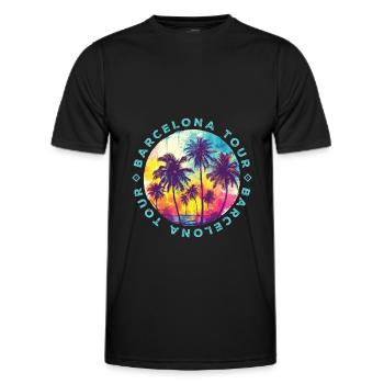 Visite des palmiers de Barcelone - T-shirt sport Homme - noir - Devant - AI Model Male 178 dark (178cm)
