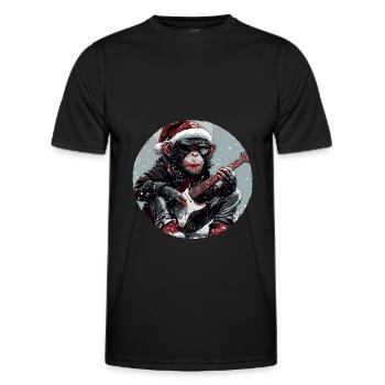 Monkey Noël Guitare Rocker - T-shirt sport Homme - noir - Devant - AI Model Male 178 dark (178cm)