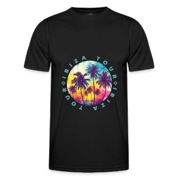 Visite d’Ibiza Palmiers - T-shirt sport Homme - noir - Devant - AI Model Male 178 dark (178cm)