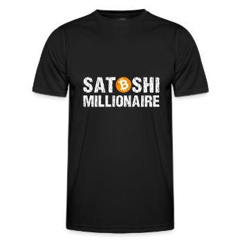 Satoshi Millionaire Kryptowährung Bitcoin - Männer Funktions-T-Shirt - Schwarz - Vorne - AI Model Male 178 dark (178cm)