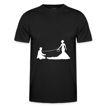 Wedding Newlyweds Leash - Men's Functional T-Shirt - black - Front - AI Model Male 178 dark (178cm)