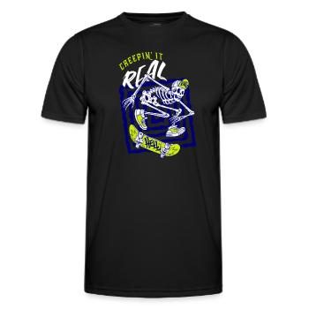 Halloween Skeleton Skater Creepin' It Real - Men's Functional T-Shirt - black - Front - AI Model Male 178 dark (178cm)