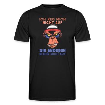 Ich Reg Mich Nicht Auf Affe Spruch Humor - Männer Funktions-T-Shirt - Schwarz - Vorne - AI Model Male 178 dark (178cm)
