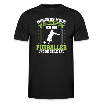 Fußball Morgens Müde Abends Blau Ich Bin Fußballer - Männer Funktions-T-Shirt - Schwarz - Vorne - AI Model Male 178 dark (178cm)