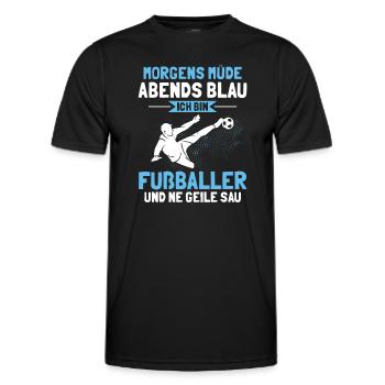 Fußball Morgens Müde Abends Blau Ich Bin Fußballer - Männer Funktions-T-Shirt - Schwarz - Vorne - AI Model Male 178 dark (178cm)