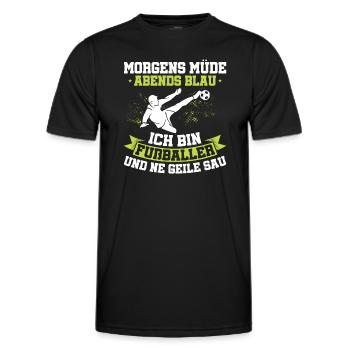 Fußball Morgens Müde Abends Blau Ich Bin Fußballer - Männer Funktions-T-Shirt - Schwarz - Vorne - AI Model Male 178 dark (178cm)