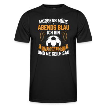 Fußball Morgens Müde Abends Blau Ich Bin Fußballer - Männer Funktions-T-Shirt - Schwarz - Vorne - AI Model Male 178 dark (178cm)
