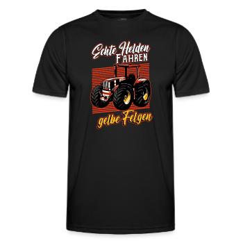 Traktor Echte Helden Fahren Gelbe Felgen Trecker - Männer Funktions-T-Shirt - Schwarz - Vorne - AI Model Male 178 dark (178cm)
