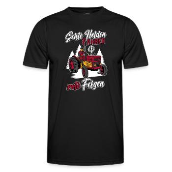 Traktor Trecker Echte Helden Fahren Rote Felgen - Männer Funktions-T-Shirt - Schwarz - Vorne - AI Model Male 178 dark (178cm)