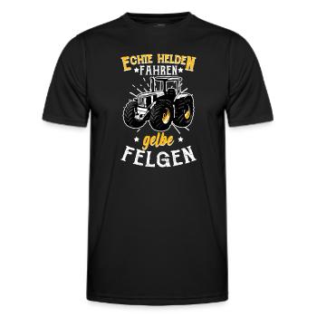 Traktor Trecker Echte Helden Fahren Gelbe Felgen - Männer Funktions-T-Shirt - Schwarz - Vorne - AI Model Male 178 dark (178cm)