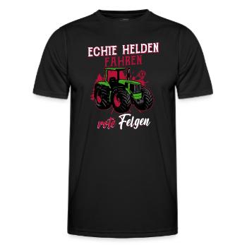 Landwirt Traktor Echte Helden Fahren Rote Felgen - Männer Funktions-T-Shirt - Schwarz - Vorne - AI Model Male 178 dark (178cm)