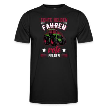Landwirt Traktor Echte Helden Fahren Rote Felgen - Männer Funktions-T-Shirt - Schwarz - Vorne - AI Model Male 178 dark (178cm)