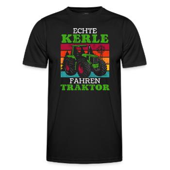 Echte Kerle Fahren Traktor Landwirt Treckerfahrer - Männer Funktions-T-Shirt - Schwarz - Vorne - AI Model Male 178 dark (178cm)