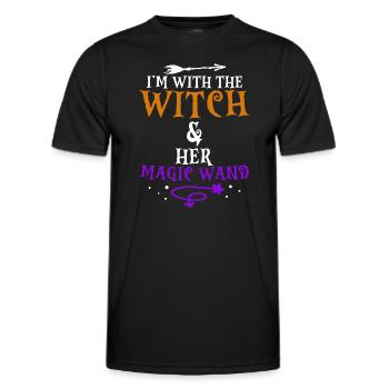 Halloween I'm With The Witch And Her Magic Wand - Männer Funktions-T-Shirt - Schwarz - Vorne - AI Model Male 178 dark (178cm)