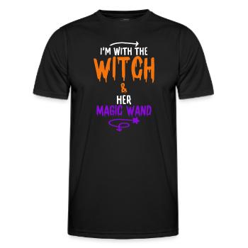 Halloween I'm With The Witch And Her Magic Wand - Männer Funktions-T-Shirt - Schwarz - Vorne - AI Model Male 178 dark (178cm)