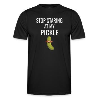 Humour Homme Concombre Arrête de regarder mon cornichon - T-shirt sport Homme - noir - Devant - AI Model Male 178 dark (178cm)