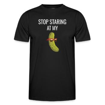 Humour Homme Concombre Arrête de regarder mon cornichon - T-shirt sport Homme - noir - Devant - AI Model Male 178 dark (178cm)