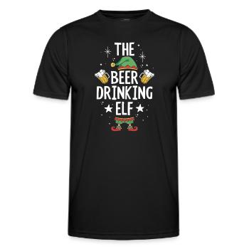 Christmas Beer Humor The Beer Drinking Elf - Men's Functional T-Shirt - black - Front - AI Model Male 178 dark (178cm)