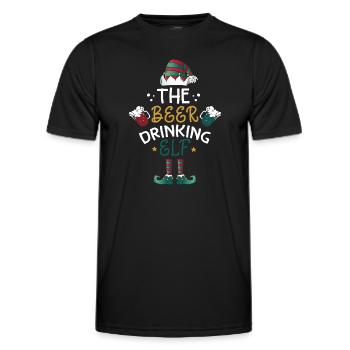 Christmas Beer Humor The Beer Drinking Elf - Men's Functional T-Shirt - black - Front - AI Model Male 178 dark (178cm)