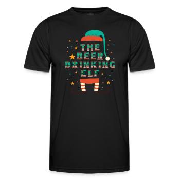 Christmas Beer Humor The Beer Drinking Elf - Men's Functional T-Shirt - black - Front - AI Model Male 178 dark (178cm)