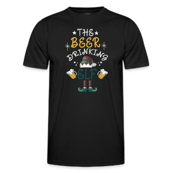 Christmas Beer Humor The Beer Drinking Elf - Men's Functional T-Shirt - black - Front - AI Model Male 178 dark (178cm)