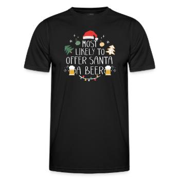 Weihnachten Bier Most Likely To Offer Santa a Beer - Männer Funktions-T-Shirt - Schwarz - Vorne - AI Model Male 178 dark (178cm)