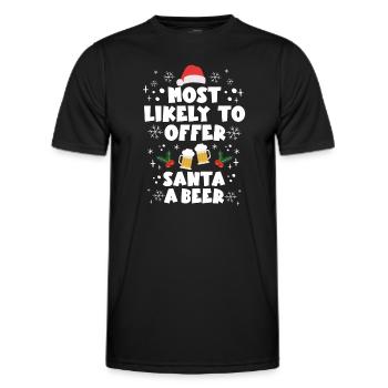 Weihnachten Bier Most Likely To Offer Santa a Beer - Männer Funktions-T-Shirt - Schwarz - Vorne - AI Model Male 178 dark (178cm)