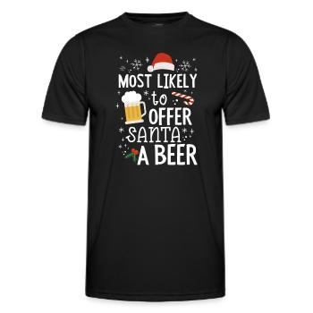 Weihnachten Bier Most Likely To Offer Santa a Beer - Männer Funktions-T-Shirt - Schwarz - Vorne - AI Model Male 178 dark (178cm)