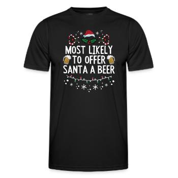 Weihnachten Bier Most Likely To Offer Santa a Beer - Männer Funktions-T-Shirt - Schwarz - Vorne - AI Model Male 178 dark (178cm)