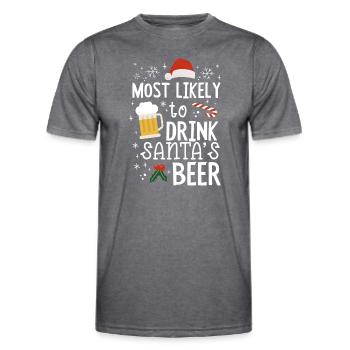 Christmas Beer Most Likely To Drink Santa's Beer - Men's Functional T-Shirt - dark melange  - Front - AI Model Male 178 dark (178cm)