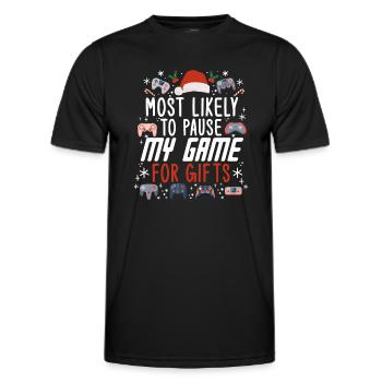 Weihnachten Gamer Pause My Game For Gifts Gaming - Männer Funktions-T-Shirt - Schwarz - Vorne - AI Model Male 178 dark (178cm)