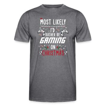 Weihnachten Xmas Gamer Gaming On Christmas - Men's Functional T-Shirt - dark melange  - Front - AI Model Male 178 dark (178cm)
