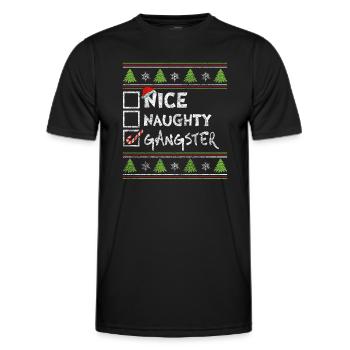 Weihnachten Humor Lustig Nice Naughty Gangster - Männer Funktions-T-Shirt - Schwarz - Vorne - AI Model Male 178 dark (178cm)