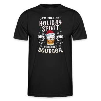 Christmas Funny Men Holiday Spirit Bourbon - Men's Functional T-Shirt - black - Front - AI Model Male 178 dark (178cm)