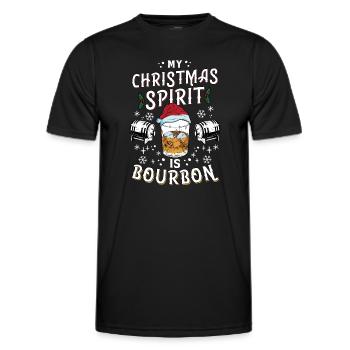 Christmas Men Funny Christmas Spirit Bourbon - Men's Functional T-Shirt - black - Front - AI Model Male 178 dark (178cm)