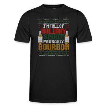 Christmas Men Funny Holiday Spirit Bourbon - Men's Functional T-Shirt - black - Front - AI Model Male 178 dark (178cm)