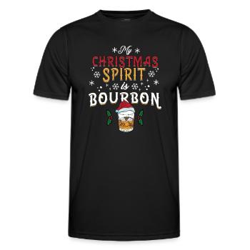 Christmas Men Funny Christmas Spirit Bourbon - Men's Functional T-Shirt - black - Front - AI Model Male 178 dark (178cm)