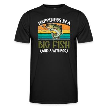 Angler Fishing Gift Idea Happiness Is A Big Fish - Men's Functional T-Shirt - black - Front - AI Model Male 178 dark (178cm)