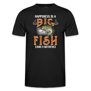 Angler Fishing Gift Idea Happiness Is A Big Fish - Men's Functional T-Shirt - black - Front - AI Model Male 178 dark (178cm)