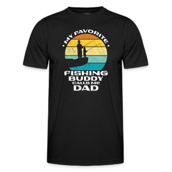 Angeln mon copain de pêche préféré m’appelle papa - T-shirt sport Homme - noir - Devant - AI Model Male 178 dark (178cm)