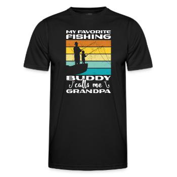Angeln My Favorite Fishing Buddy Calls Me Grandpa - Men's Functional T-Shirt - black - Front - AI Model Male 178 dark (178cm)